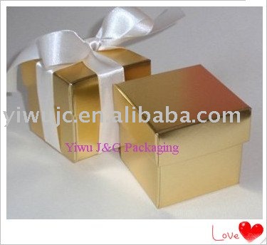 Hot 2PC Shiny Gold Wedding Favor Boxes JCO115D US 515 US 670 lot