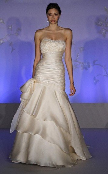 2011 popular mermaid bridal dress with ruffles charming Aline bridal gown 
