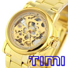 Unique gold luxury skull steel women lady automat watch
