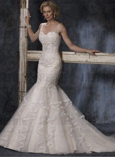 custom made wedding dress trumpet mermaid style ruffle skirt full lace with 