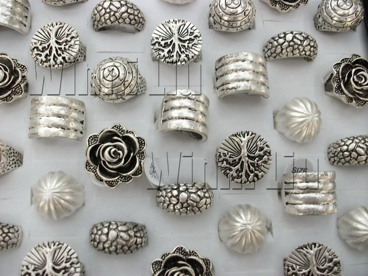Lots Mix Lots 50 mix style Tibet Silver Rings NEW Wedding Rings ... Lots Mix Lots 50 mix style Tibet Silver Rings NEW Wedding Rings ...
