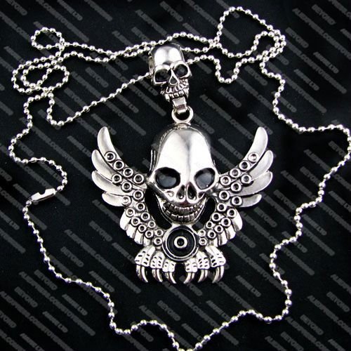 free shipping 50pieces mixed style gothic pendant punk skull necklace