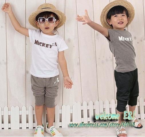 wholesale baby boys short sleeve tshirt with shorts Mickey Mouse suits children tops with short pants 4sets wholesale baby boys short sleeve tshirt with shorts Mickey Mouse suits children tops with short pants 4sets