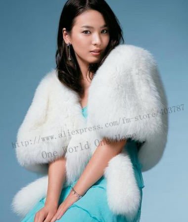 Elegant White Fake fur Wedding shawlfur Waistcoatladies' scarf pashmina 