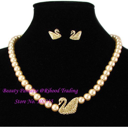 Bridal Party Jewelry Sets on 2011swan Pearl Jewelry Set Bridal Jewelry Rhinestone Crystal Jewelry