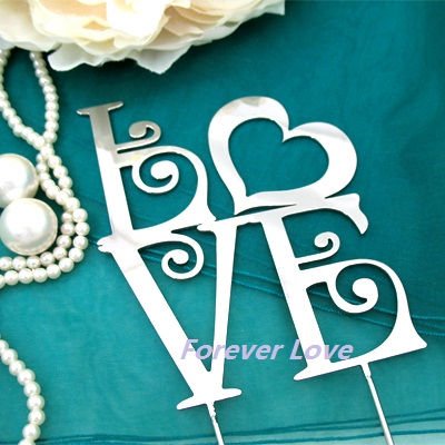 45 Gorgeous Monogram Metal Love Wedding Cake Topper Silver FREE 