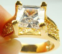 Free shipping! 50% discount Promotion! wholesale Top nice Diamond Jewelry 18KT gold ring size 8(China (Mainland))