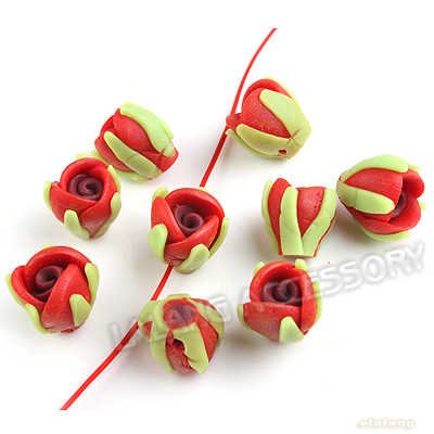 Jewelry Beads Wholesale on Red Flower Bud Beads Wholesale Jewelry Bead Fit Charms Bracelet 110627