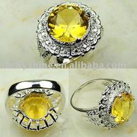 Plata de venta caliente joyas de piedras preciosas joyas lgith citrino anillo libre LR0542 envío (China (continental))