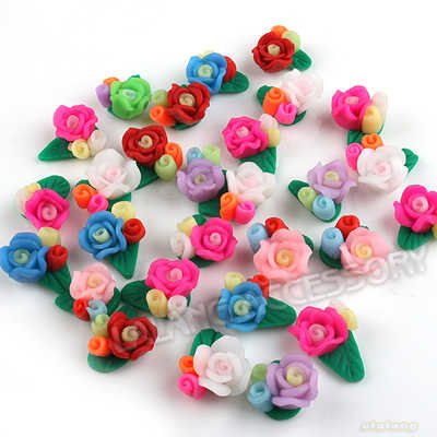 140x Fashion Assorted Flower Polymer Clay Charms Bead Fit Jewelry DIY 250090
