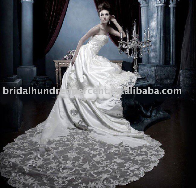 BallGown Sweetheart Cathedral Train Satin Lace Wedding Dresses