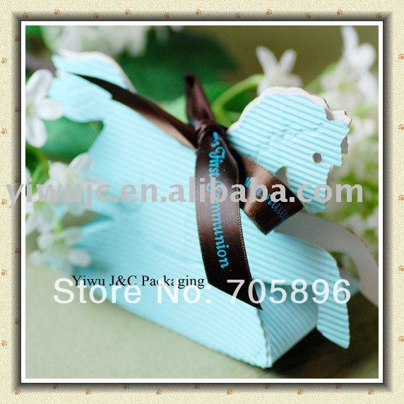Fancy Paper Blue Rocking Horse Wedding Favor Box JCO453 