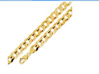100% Genuine 10K Yellow Gold Flat Curb Cuban Chain Necklace 11mm 22&quot; Free Shipping, Gold Necklace,Gold Chain,Gold Jewelry(China (Mainland))
