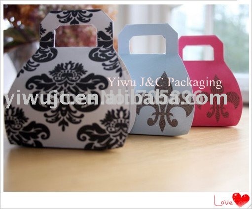 Damask Pattern Mini Handbag Wedding Favor Boxes JCO00F 