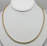 100% Genuine 14K GOLD DIAMOND-CUT CABLE CHAIN NECKLACE  Free Shipping, Gold Necklace,Gold Chain,Gold Jewelry(China (Mainland))