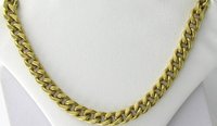 100% Genuine 18KT Gold Cuban Link Necklace Free Shipping, Gold Necklace,Gold Chain,Gold Jewelry(China (Mainland))