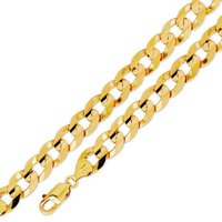 100% Genuine 10K Yellow Gold Flat Curb Cuban Chain Necklace 11mm 24 Free Shipping, Gold Necklace,Gold Chain,Gold Jewelry(China (Mainland))
