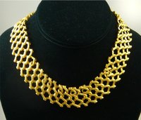 100% Genuine 22K Yellow GOLD Lattice design necklace Free Shipping, Gold Necklace,Gold Chain,Gold Jewelry(China (Mainland))