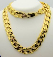 100% Genuine CURB LINK 22 INCH LONG NECKLACE, SOLID 10K GOLD, 47.4g Free Shipping, Gold Necklace,Gold Chain,Gold Jewelry(China (Mainland))