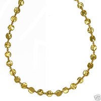 100% Genuine 24KT HAMMERED YELLOW GOLD NECKLACE Free Shipping, Gold Necklace,Gold Chain,Gold Jewelry(China (Mainland))