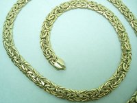 100% Genuine 14K 7mm Byzantine necklace 18&quot; long Free Shipping, Gold Necklace,Gold Chain,Gold Jewelry(China (Mainland))