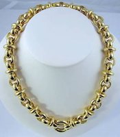 100% Genuine Estate Italian 18K Round Link Chain Necklace 16.5 Free Shipping, Gold Necklace,Gold Chain,Gold Jewelry(China (Mainland))