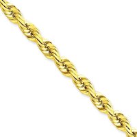 100% Genuine 14K SOLID YELLOW GOLD 5.5MM D/C ROPE CHAIN 20&quot; NECKLACE Free Shipping, Gold Necklace,Gold Chain,Gold Jewelry(China (Mainland))