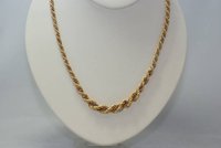 100% GenuineItalian 18k. Two Tone Graduated Rope Chain 19&quot; Necklace Free Shipping, Gold Necklace,Gold Chain,Gold Jewelry(China (Mainland))