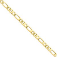 100% GenuineNew 14K Gold 7mm Flat Figaro 22&quot; Chain Necklace Free Shipping, Gold Necklace,Gold Chain,Gold Jewelry(China (Mainland))