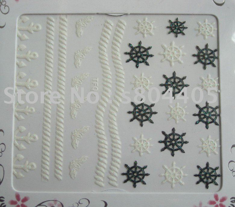 black and white nail art designs. free shipping fashion design black and white pattern 3D nail art sticker, nail sticker