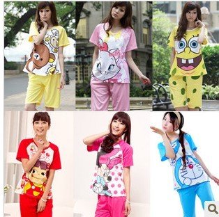 http://img.alibaba.com/wsphoto/v0/448441633/Summer-Ms-Cute-cartoon-cotton-short-sleeved-spongebob-mickey-Minnie-pajamas-suit-household.jpg
