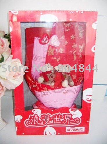 free shipping 10pcs lot Cartoon bouquets gift box doll flowers Gifts