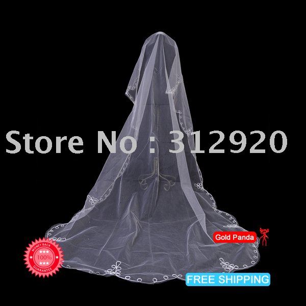 2011 New Bridal Veils 1 Layer Cathedral Length Wedding Veil White 
