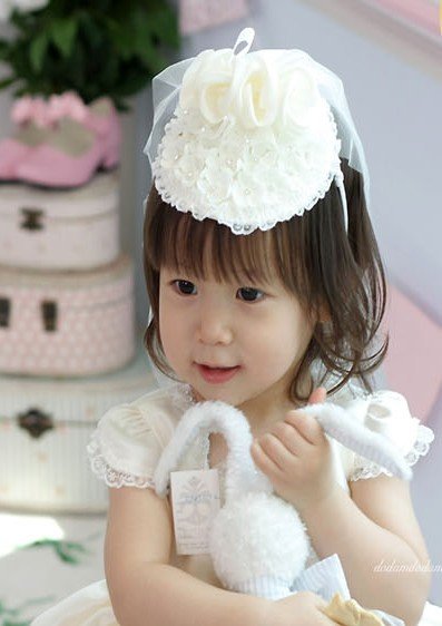 20pcs Wedding Flower Girl's Hat Lace Mantilla with diamond Hat Headband