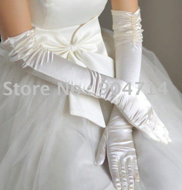 Wholesale Bridal wedding Gloves S34 L55cm beads longer wedding gloves