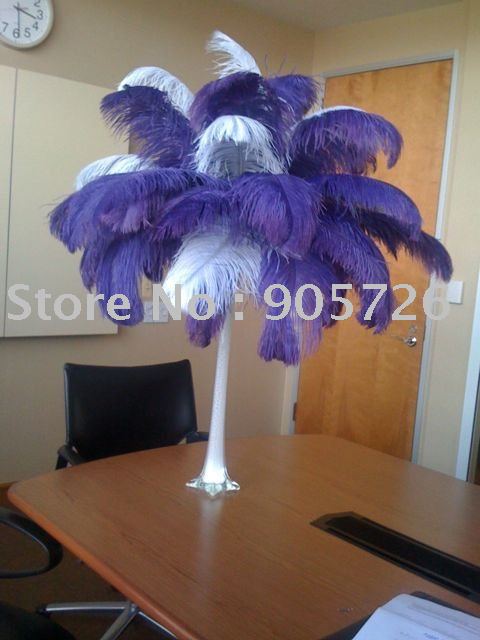 purple wedding centrepiece feather ideas