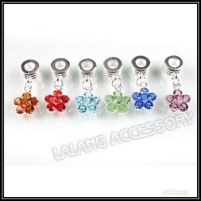 Flower Beads on Flower Shape Rhinestone Dangle Bead Fit Charms Women S Jewelry Diy