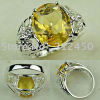 Plata joyería de citrino 5PCSFashion piedras preciosas joyas anillo de tamaño 7 y 8 de envío gratis LR0224 (China (continental))