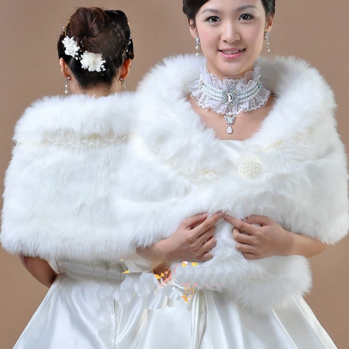  faux fur coat bridal wrap shrug shawl ivory wedding dress gown winter 