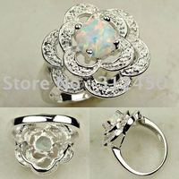 La moda de ventas calientes de joyería de plata blanco ópalo de fuego de piedras preciosas joyas anillo libre LR0770 envío (China (continental))
