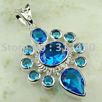 Suppry fashion swiss blue topaz gemstone silver pendant jewelry in size 2.35 free shipping  LP0786(China (Mainland))