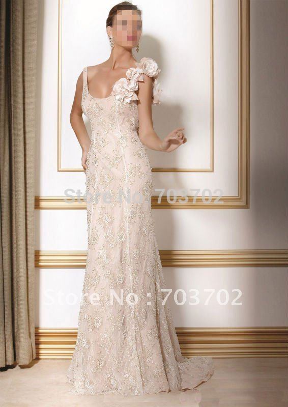 2012 Allure Bridal Ivory Charmeuse Lace Embroidered Low Back Wedding Gown
