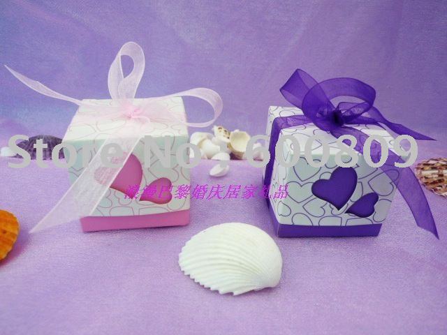 Free shipping 180PCS LOT Candy box Pink Purple Wedding Party Favor Box