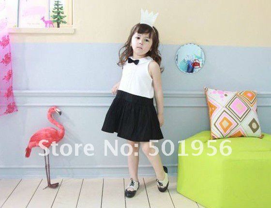 New arrival White with black Children girl 39s dress skirts baby dresskids 