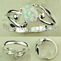 La moda de ventas calientes de joyería de plata blanco ópalo de fuego de piedras preciosas joyas anillo libre LR0353 envío (China (continental))
