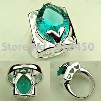Las ventas de última moda de joyería de plata verde amatista anillo de la joyería de piedras preciosas prasiolite envío gratis LR0637 (China (continental))