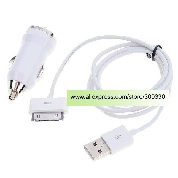 Car Charger Adapter with USB Cable for ipod 100pcs lot