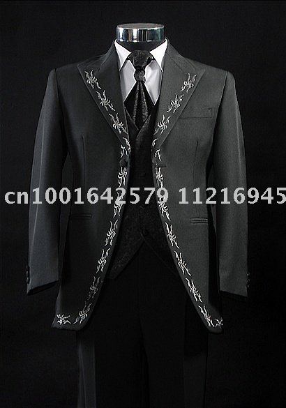 FREE SHIPPING black men wedding dress Groom wear suit mens complete designer