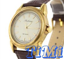 wholesale Golden Designer Mens Hand Mechanical Coffee Strap Watch