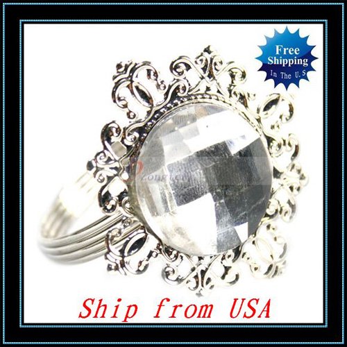 Free Shipping 20pcs lot Silver Gem Napkin Rings Wedding Ship from USA 